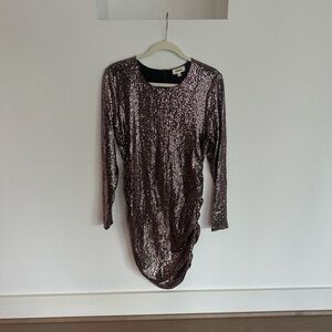 L'AGENCE Sunny Sequin Mini Dress in Black and Brown